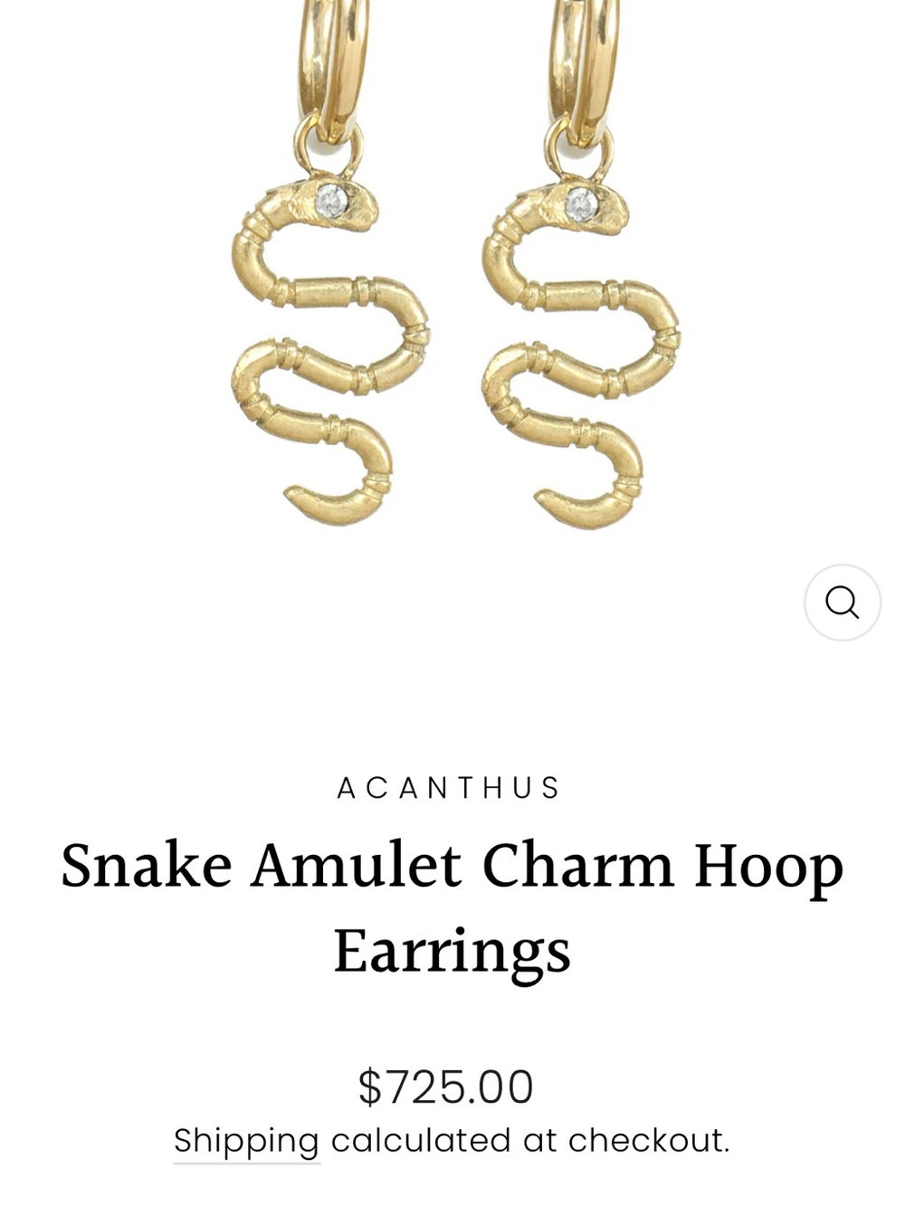 Acanthus solid 14k Gold and diamond Snake Charms only!